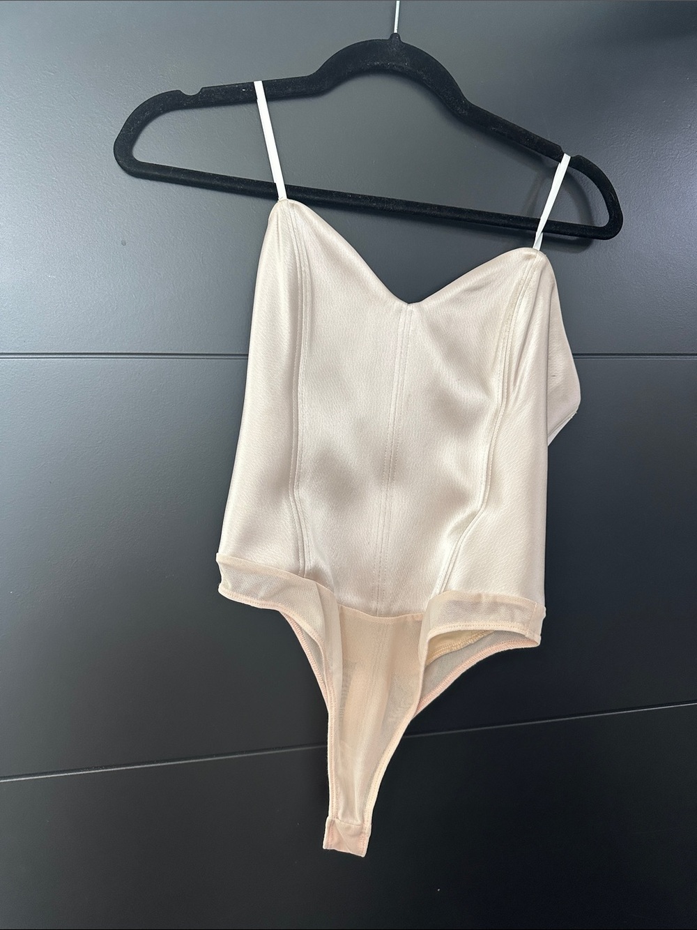 Babaton Cream Satin corset  Bodysuit